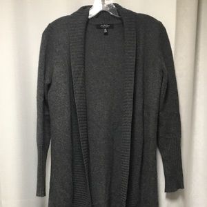 Gorgeous gray Med cashmere Saks long open cardigan
